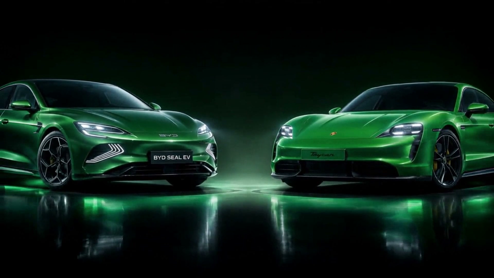 BYD Seal EV e Porsche Taycan verdes iGreen