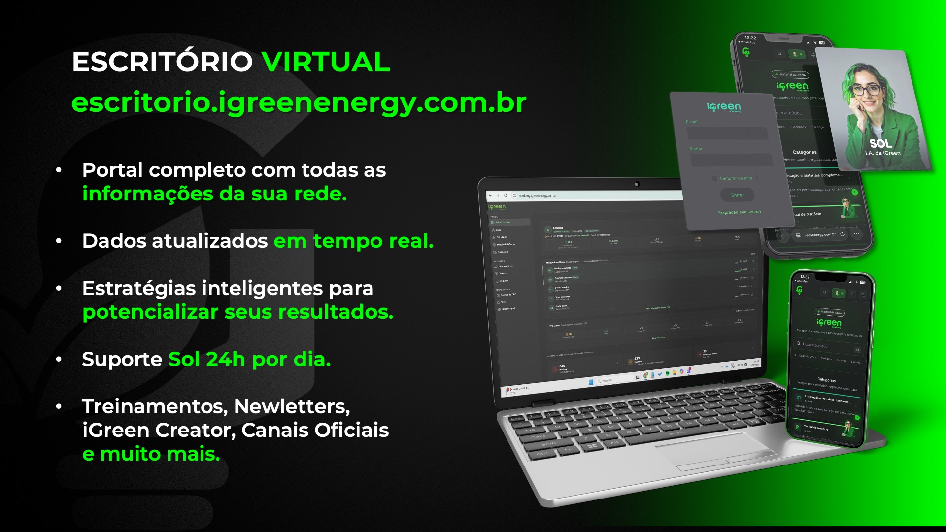 Escritório Virtual: portal com todas as informações da sua rede, dados em tempo real e suporte 24h